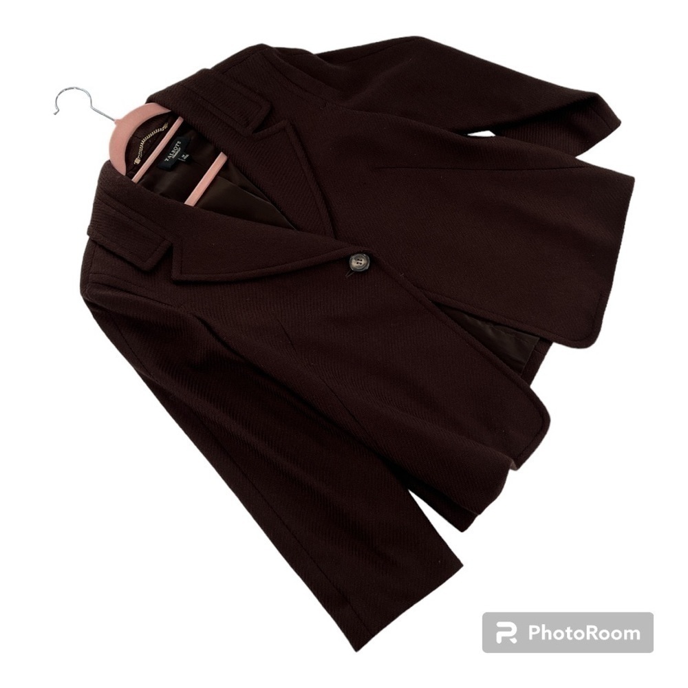 Talbots Wool Blazer One Button Size 14 Brown - image 4